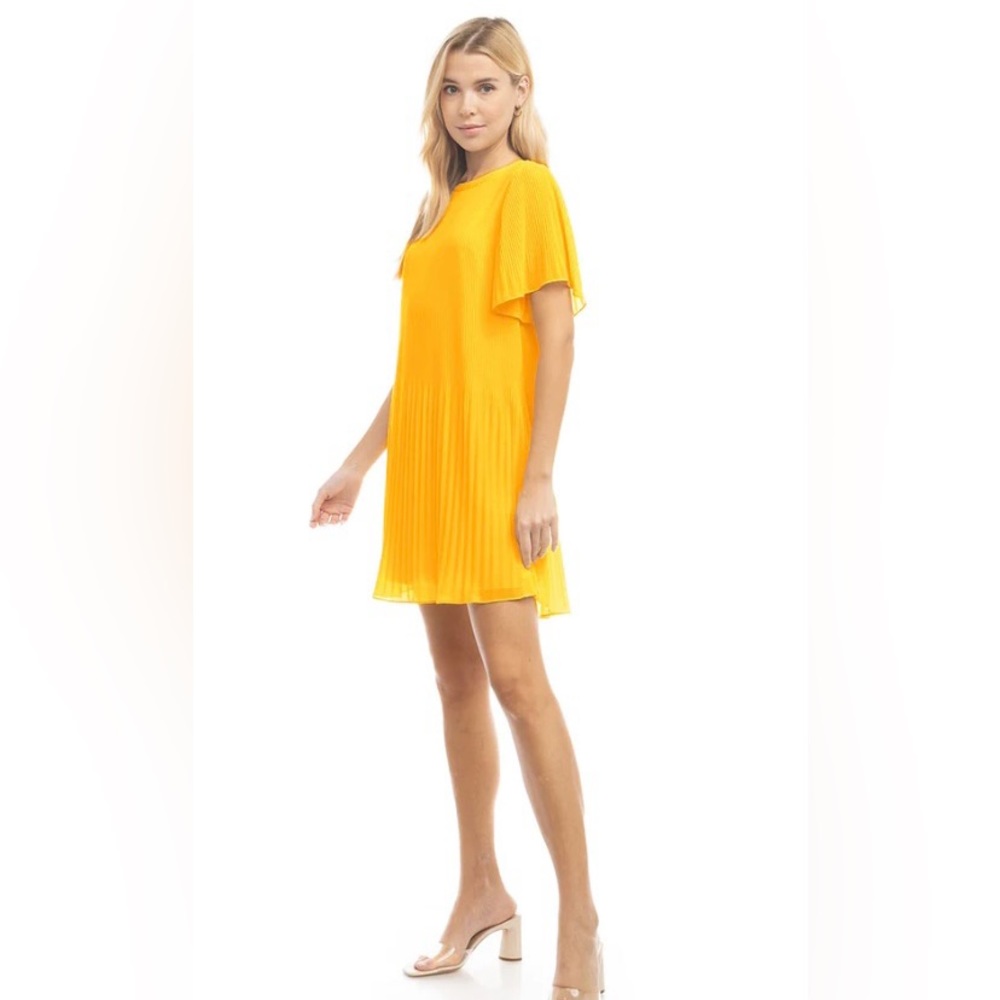 Pleated Mini Dress in Yellow EUC
